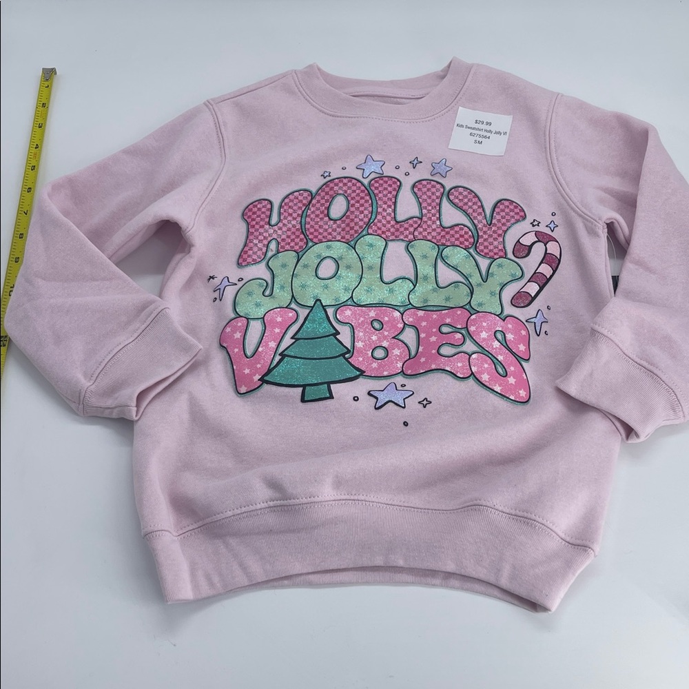 Girls Christmas light Pink Cotton Blend Sweatshirt size small
